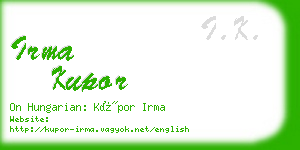 irma kupor business card